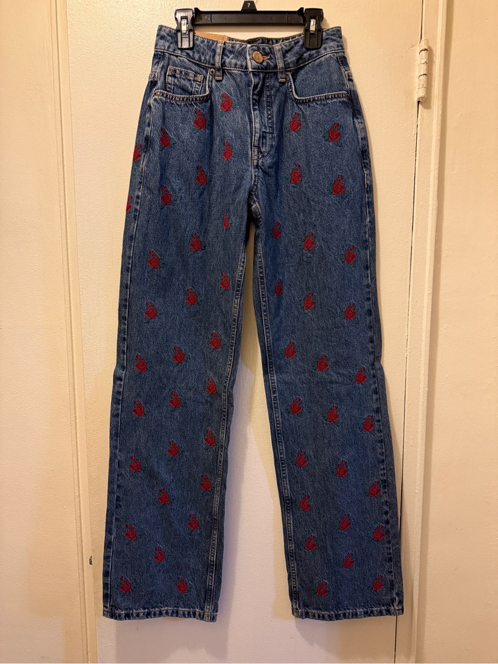Denim Embroidered Roses Jeans